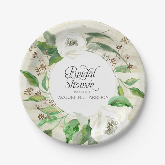 Brautparty BOHO Bohemisch Woodsy Floral Foliage Pappteller (Vorderseite)