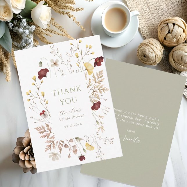 Brautparty botanischer Aquarellrahmen Dankeskarte (Von Creator hochgeladen)