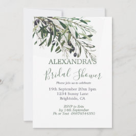Brautparty Botanischer Grüner Olivenzweig Italiens Einladung