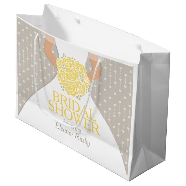 Brautparty Braut personalisierte Geschenktasche Große Geschenktüte (Vorderseite Schrägansicht)