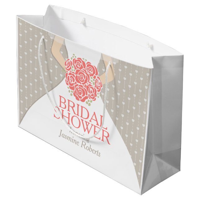 Brautparty Brautkleid personalisierte Geschenktasc Große Geschenktüte (Rückseite Schrägansicht)