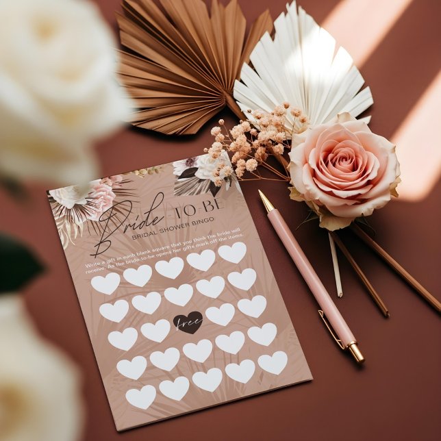 Brautparty Bride-to-be Bingo Chic Boho Florals (Bridal Shower Bride-To-Be Bingo Chic Boho Florals)