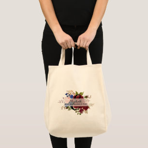 Brautparty Bridesmaids Gift Burgundy Blue Named Tragetasche
