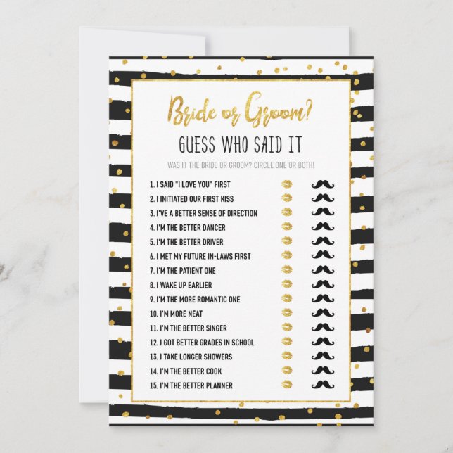 Brautparty Bridge oder Game | Gold Confetti Einladung (Vorderseite)