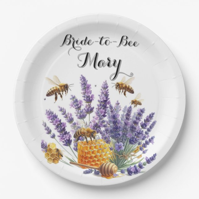 Brautparty Bridge to Bee Lavender Paper Plate Pappteller (Vorderseite)