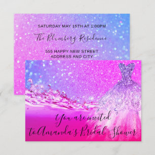 Brautparty Bright Pink Dress Glitzer Ombre Einladung