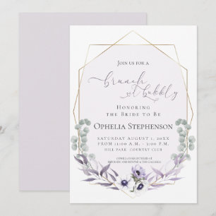 Brautparty   Brunch & Bubbly Dusty Lilac Floral Einladung