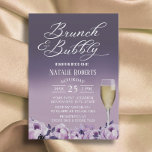 Brautparty Brunch Bubbly Elegante Lila Blumen Einladung<br><div class="desc">Brautparty Brunch & Bubbly Elegante Lila Einladungen.</div>