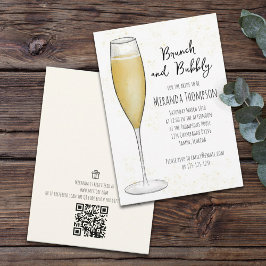 Brautparty Brunch Bubbly QR Code Geschenkgutschrif Einladung