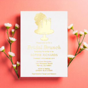 Brautparty Brunch Gold Cake Mittag Folieneinladung