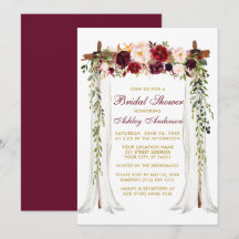 Brautparty Burgundy Blumenkanopie Gold