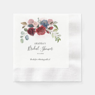 Brautparty Burgundy Rustic Floral Custom Paper Serviette