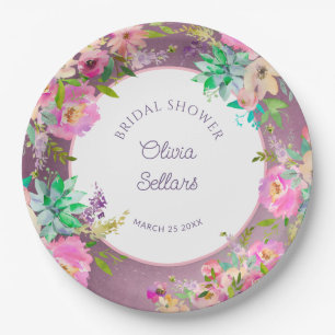 Brautparty "Burnished Lavender English Garden Pappteller