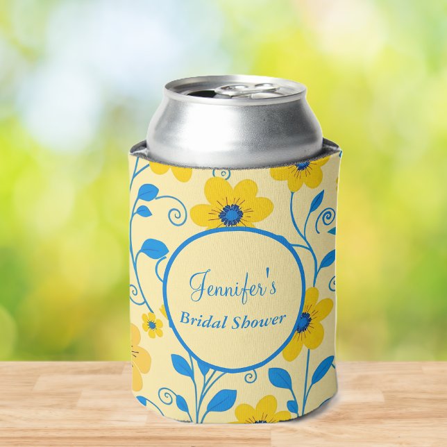Brautparty Butter Gelb und Blau Dosenkühler (Bridal Shower-Butter Yellow and Blue Floral Can Cooler )