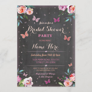 Brautparty Butterfly Chalk Bachelorette Einladung