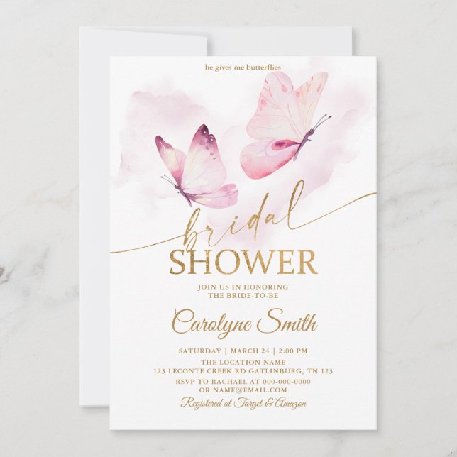 Brautparty Butterfly Einladung (Vorderseite)