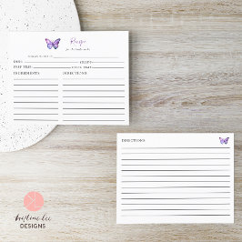 Brautparty Butterfly Rezept Karte Lila Skript