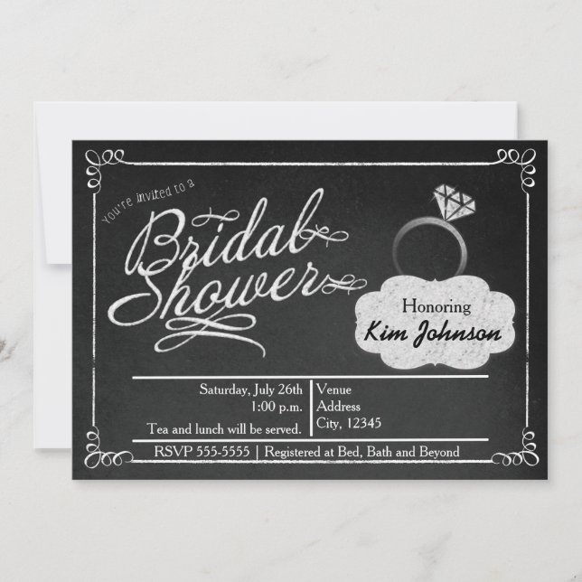 Brautparty Chalk Vintag Chalkboard Einladung (Vorderseite)
