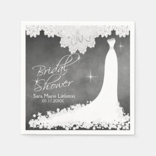 Brautparty Chalkboard mit weißer Spitze & gegossen Serviette