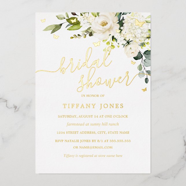 Brautparty Champagne Floral Gold Folieneinladung (Vorderseite)