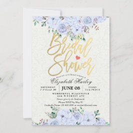 Brautparty Chic Watercolor Floral Gold Script Einladung