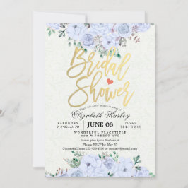 Brautparty Chic Watercolor Floral Gold Script Einladung