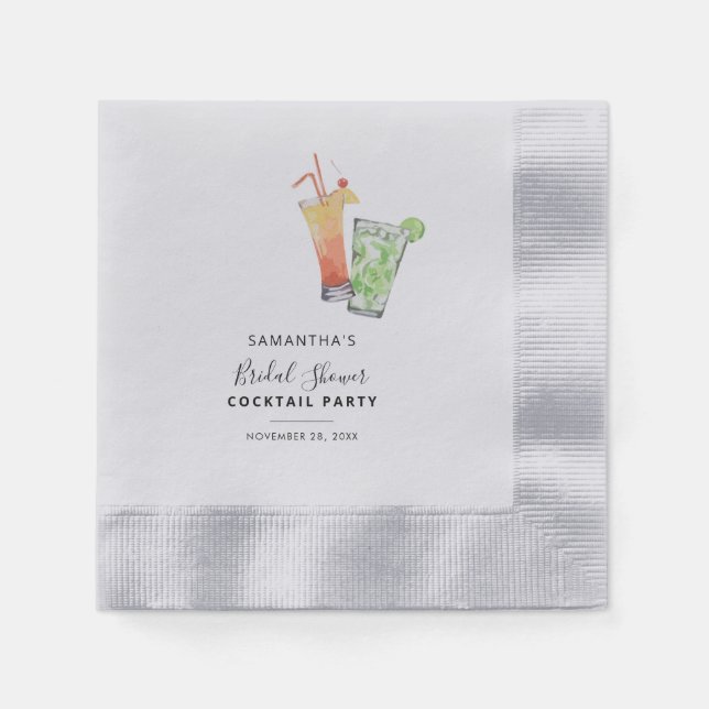 Brautparty Cocktail Party Modernes Party Papier Serviette (Vorderseite)