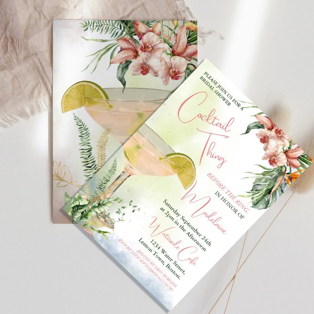 Brautparty Cocktail Tropische Blume Einladung (Von Creator hochgeladen)
