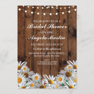 Brautparty Daisy Wood Rustic Floral Einladung