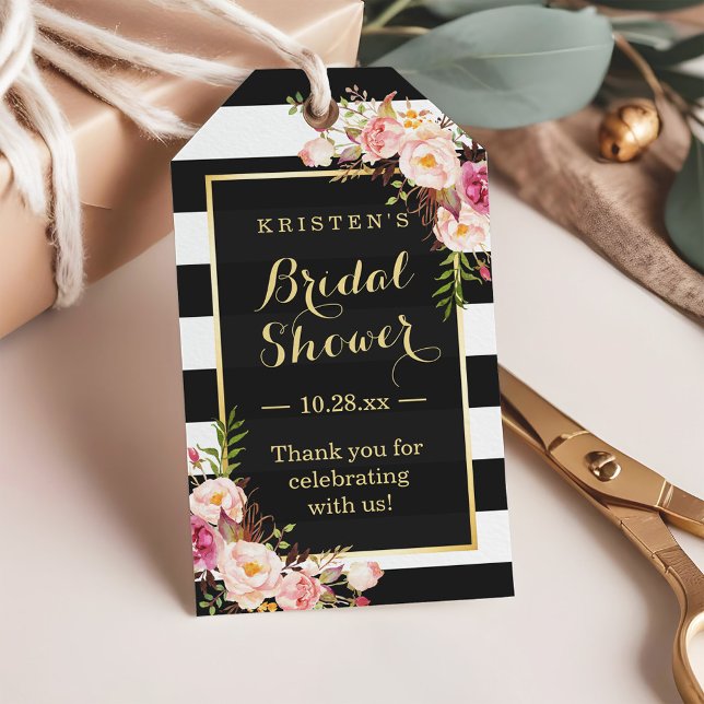 Brautparty Danke, dass du rosa Florenstreifen hast Geschenkanhänger (Von Creator hochgeladen)