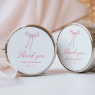 Brautparty-Dankeschön-Geschenk mit rosa Schleife Runder Aufkleber