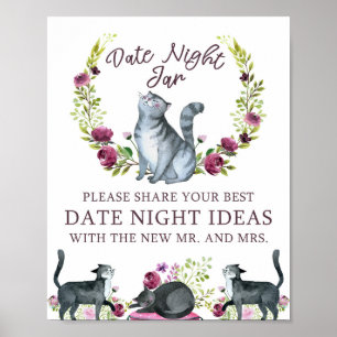 Brautparty Date Night Jar Cat Thema Unterzeichnung Poster