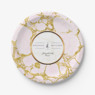 Brautparty Deco Imitats Rose Gold Marmor Marmor Ma Pappteller