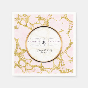 Brautparty Deco Rose Gold Marble Imitats Glitzer Serviette