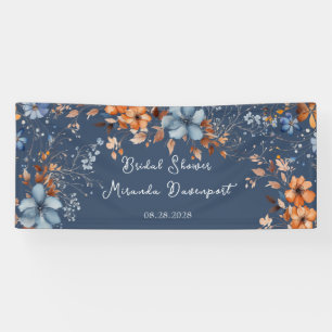 Brautparty der blauen und orangen Wildblumen Banner