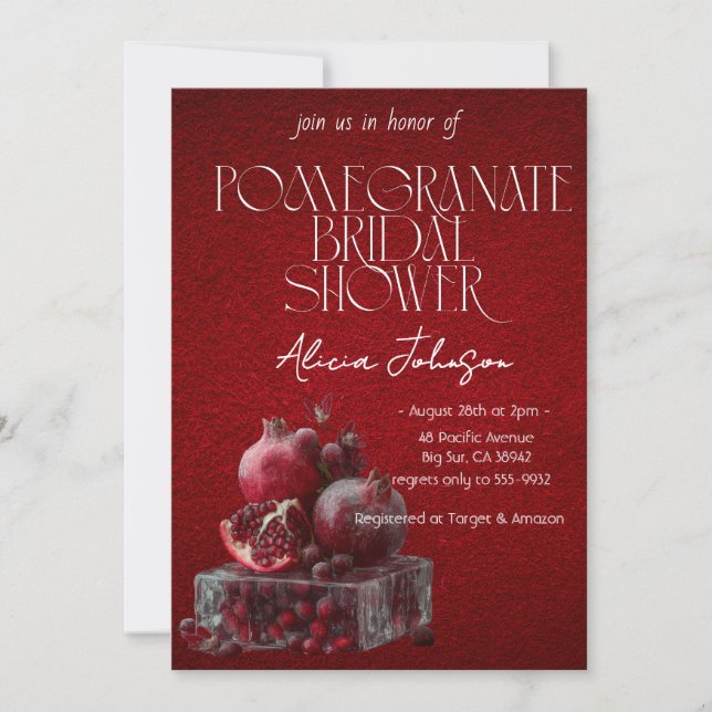 Brautparty der Blushing Pomegranate Branch Einladung (Vorderseite)