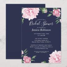 Brautparty der floralen Pink Peony Navy
