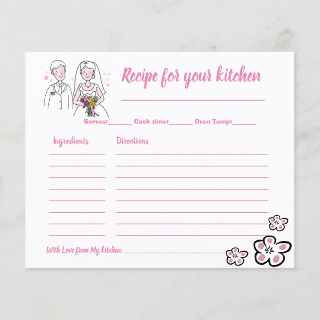 Brautparty der Rezept-Karte Rosa Liebe Flyer (Vorne)