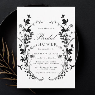 Brautparty der Silhouette Schwarz/Weiß Einladung