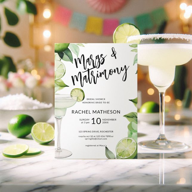 Brautparty der Wasserfarben Einladung (Bachelorette party/ bridal shower margs and matrimony margarita invitation)