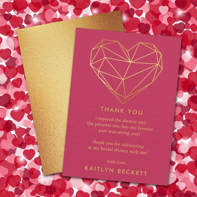 Brautparty des geometrischen Herzens Dankeskarte (Von Creator hochgeladen)