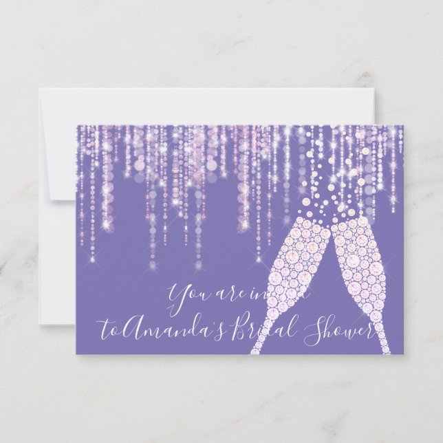 Brautparty Diamond Glass Bubbles Sweet16. Einladung (Vorderseite)