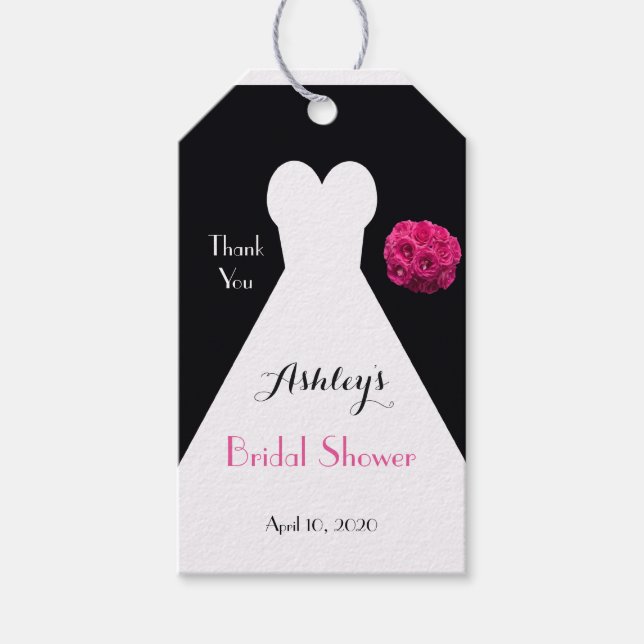 Brautparty Dress und Rose Vielen Dank Geschenkanhänger (Vorderseite)