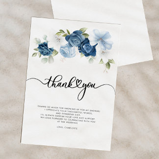 Brautparty Dusty Blue Floral Dankeskarte