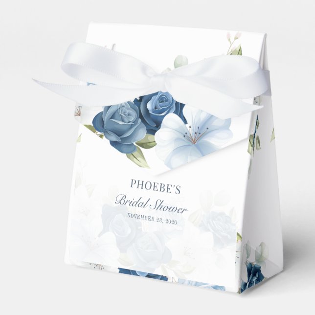 Brautparty Dusty Blue Floral Rustikal Geschenkschachtel (Vorderseite)