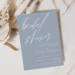 Brautparty Dusty Blue Script Minimalistisch Einladung