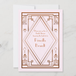 Brautparty-Einladung, großer Gatsby, gold rosa Einladung