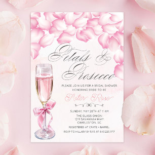 Brautparty-Einladung mit Blüten und Prosecco Einladung