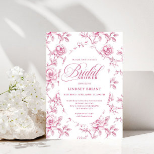 Brautparty-Einladung mit Vintage-Blush-Rosa-Toile- Einladung