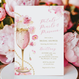 Brautparty-Einladung 'Petals, Pearls & Prosecco' Einladung